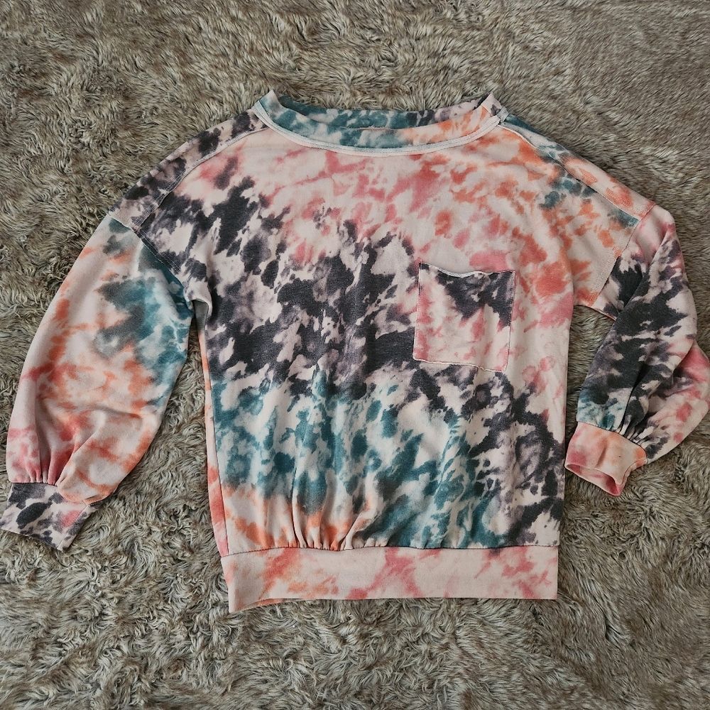 Ces Femme Drop Shoulder Tie Dye Sweatshirt Multicolor Women's Size XS